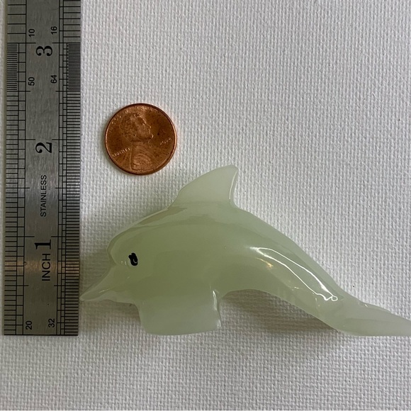 Yellow Calcite Crystal Carved Dolphin Figurine Onyx Animal Figure Polished 3" - Picture 12 of 12